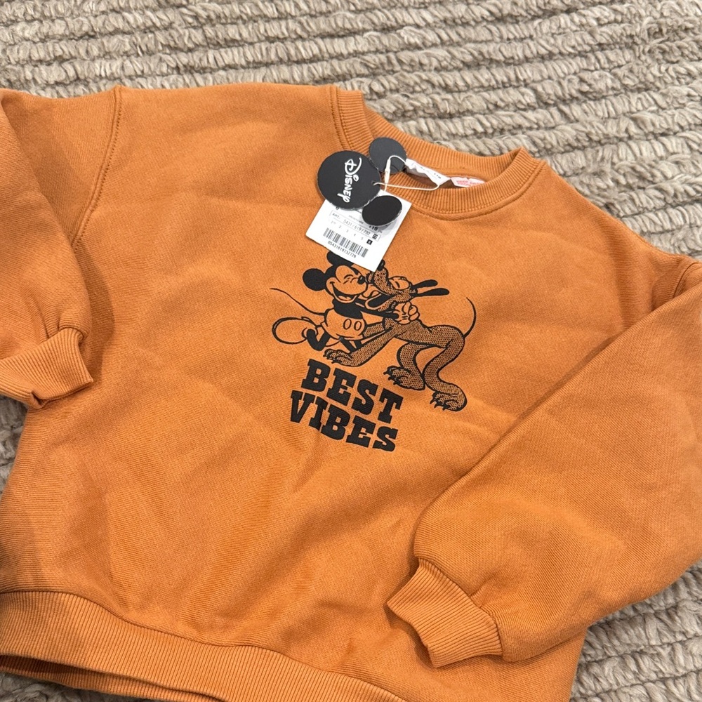 Zara Orange Best Vibes Crewneck Sweater